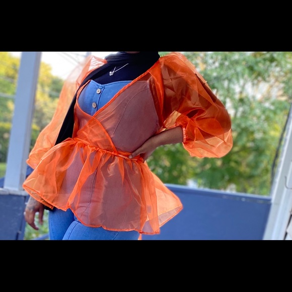 orange sheer top